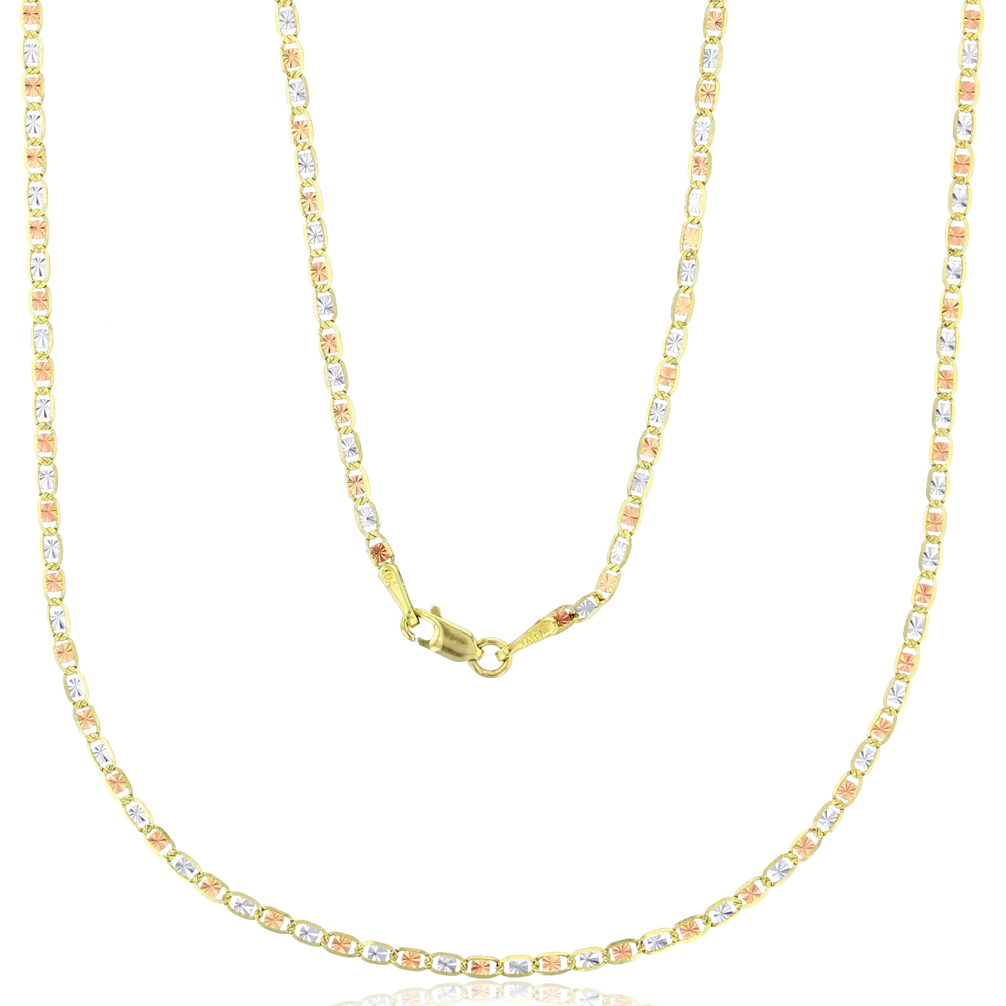 Real 14k Gold Tri-Color Valentino Chain - 1.8mm
