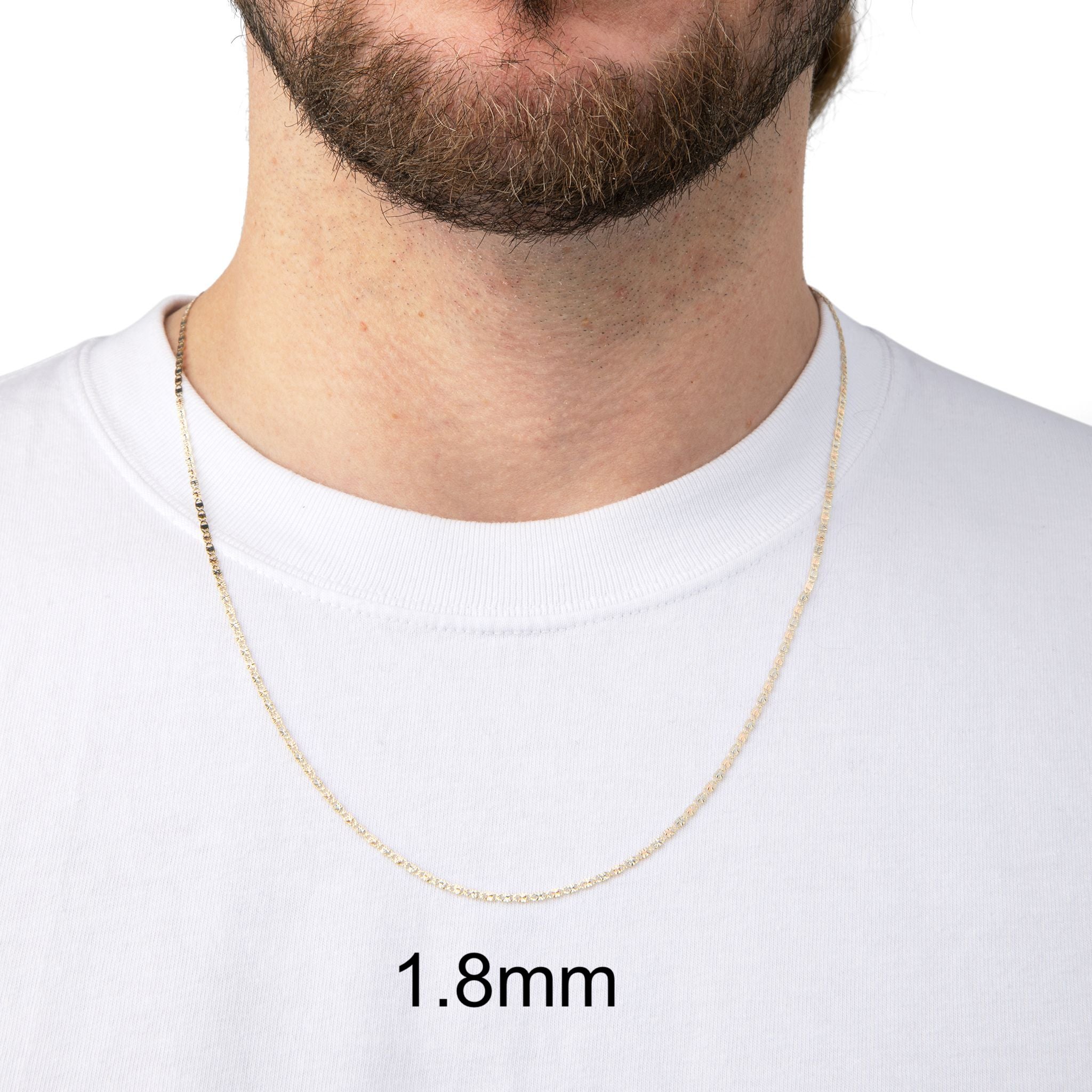 Real 14k Gold Tri-Color Valentino Chain - 1.8mm