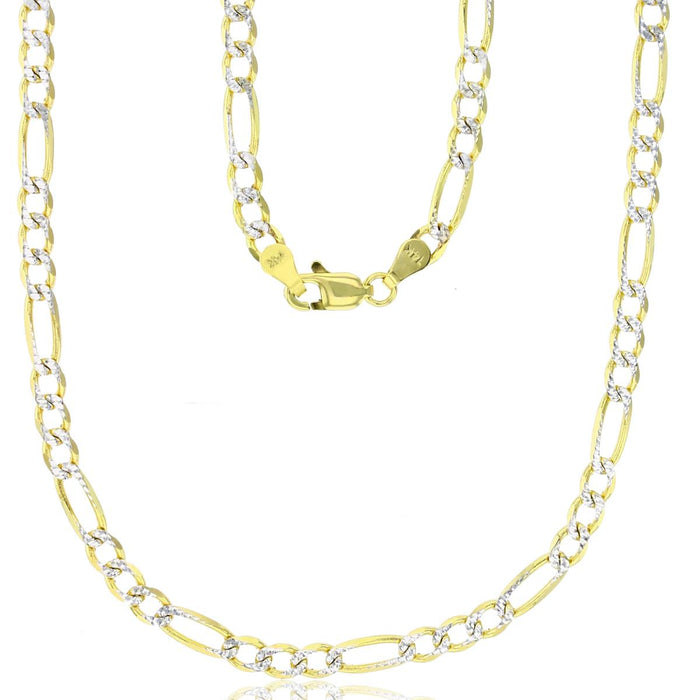 Real 14k Gold Diamond Cut Figaro Chain - 4mm