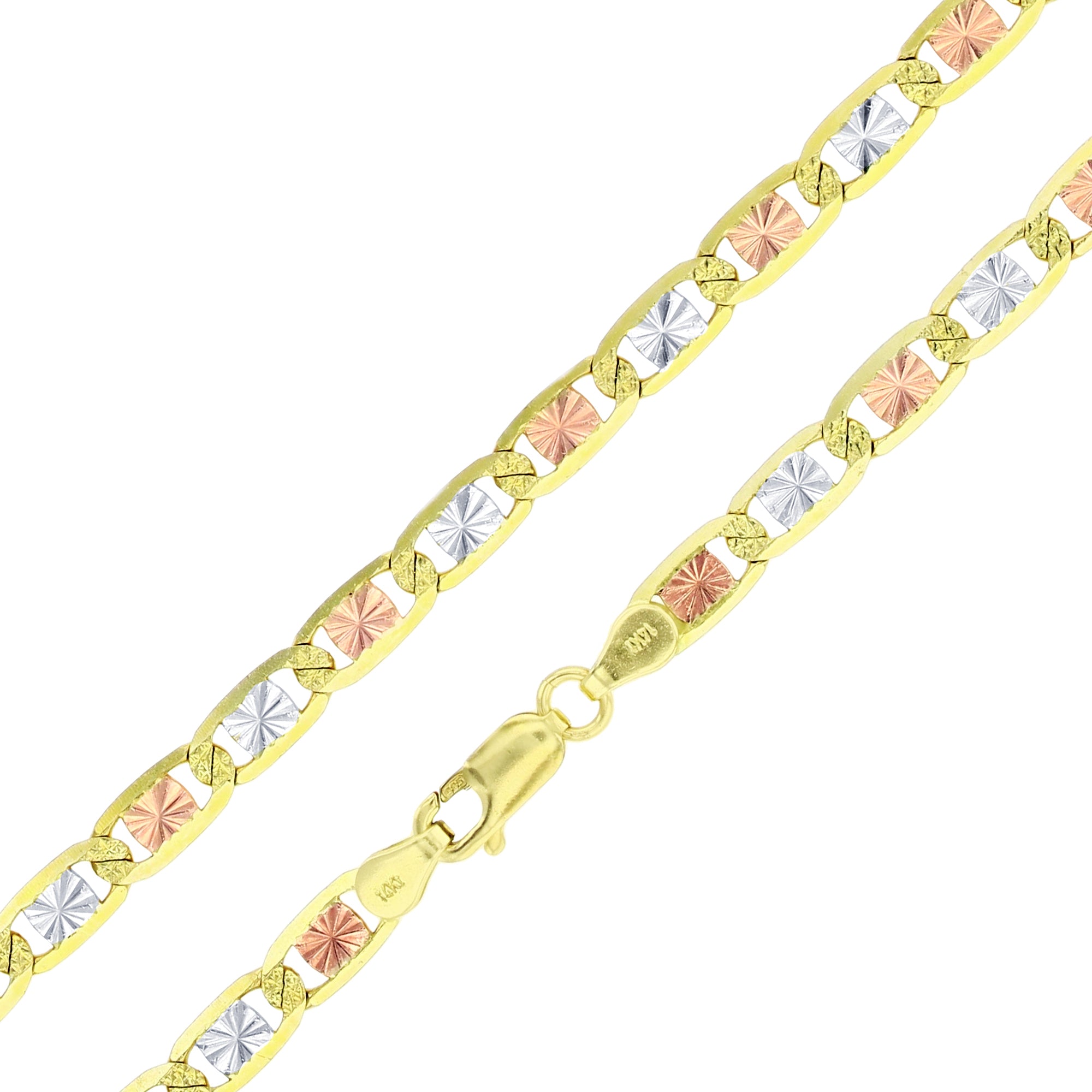 Real 14k Gold Tri-Color Valentino Chain - 5.5mm