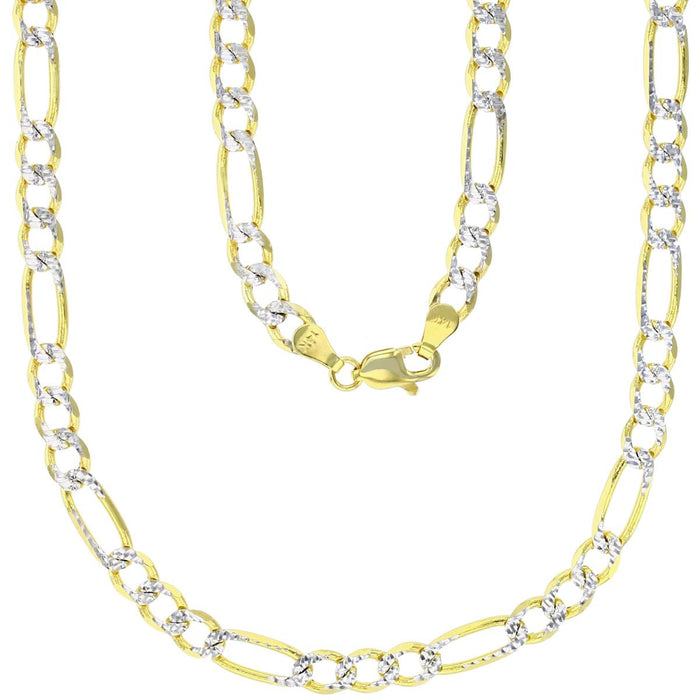 Real 14k Gold Diamond Cut Figaro Chain - 5mm