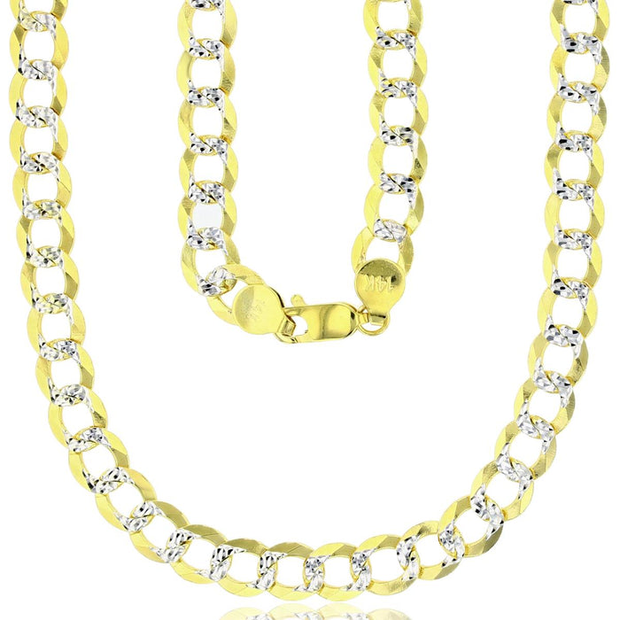 Real 14k Gold Diamond Cut Curb Chain - 7mm
