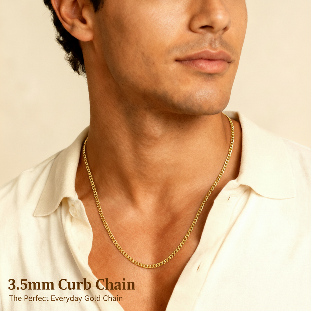 Real 14k Gold Curb Chain - 3.5mm