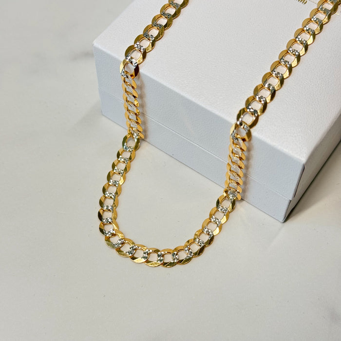 Real 14k Gold Diamond Cut Curb Chain - 5.5mm