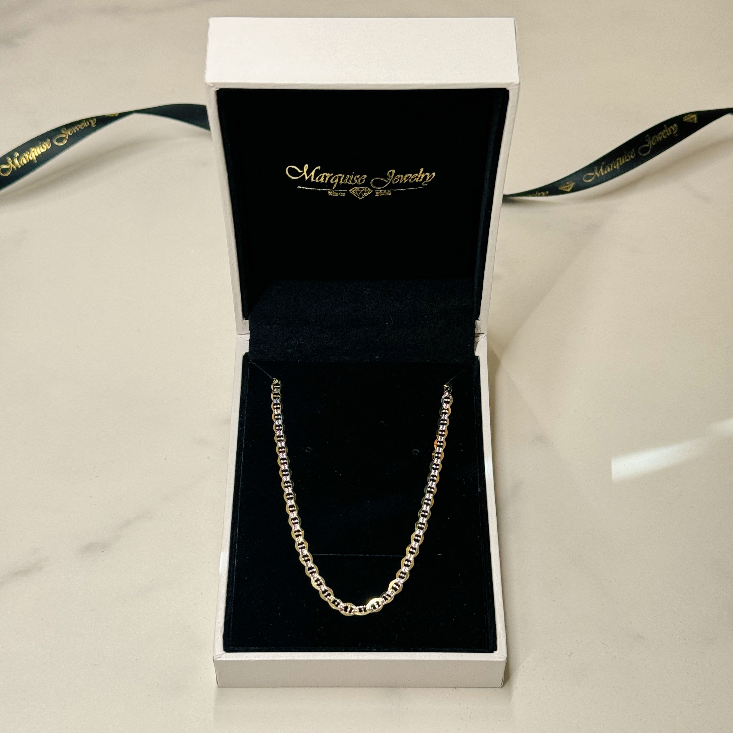 Real 14k Gold Diamond Cut Mariner Chain - 3mm