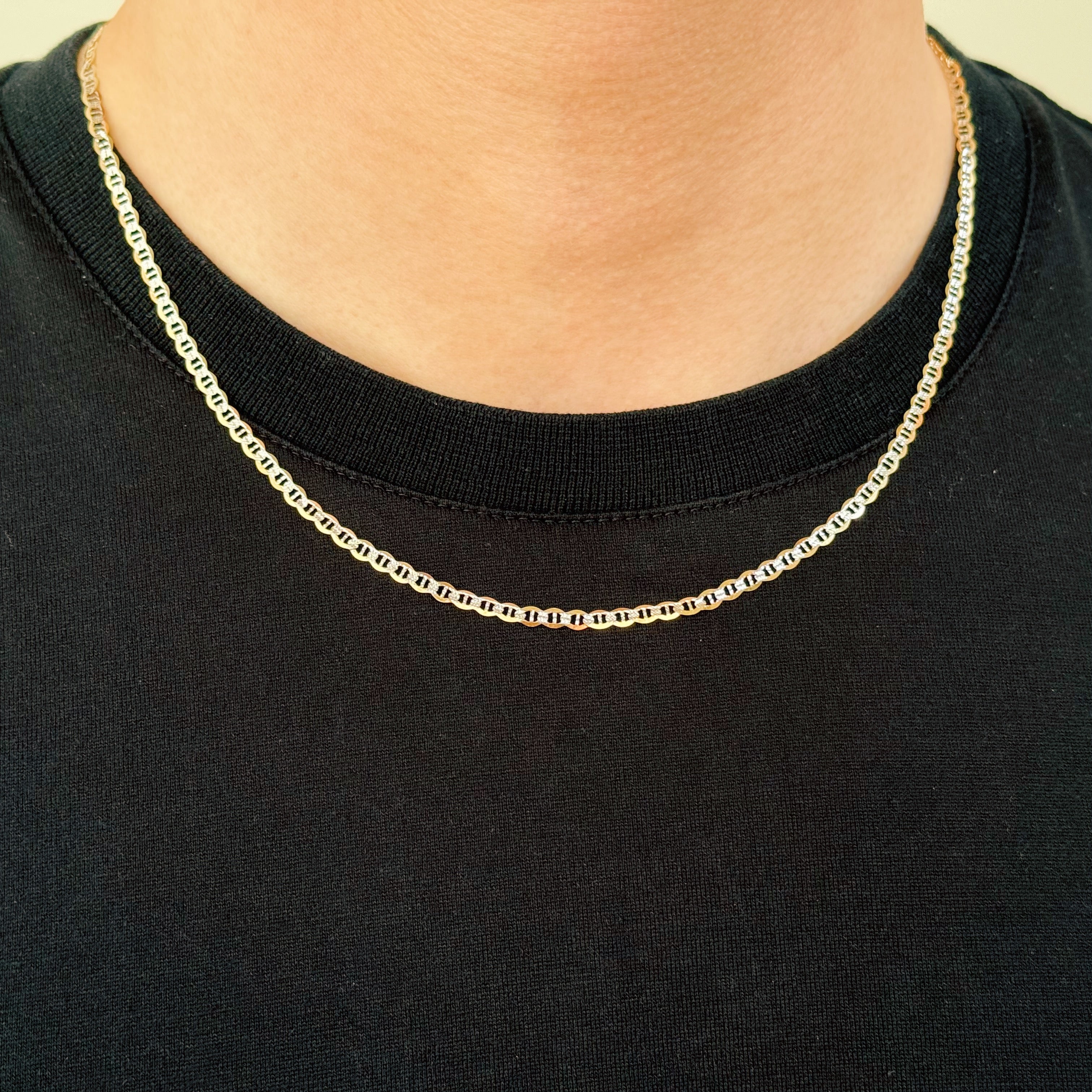 Real 14k Gold Diamond Cut Mariner Chain - 3mm