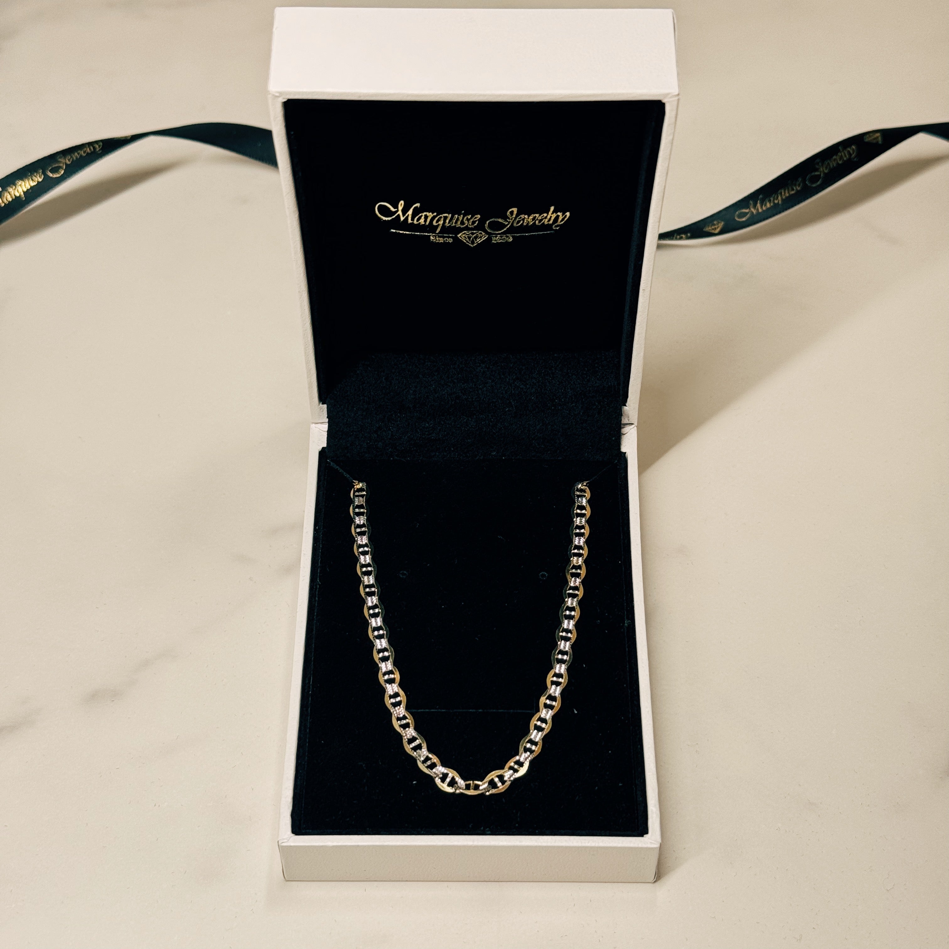 Real 14k Gold Diamond Cut Mariner Chain - 4mm