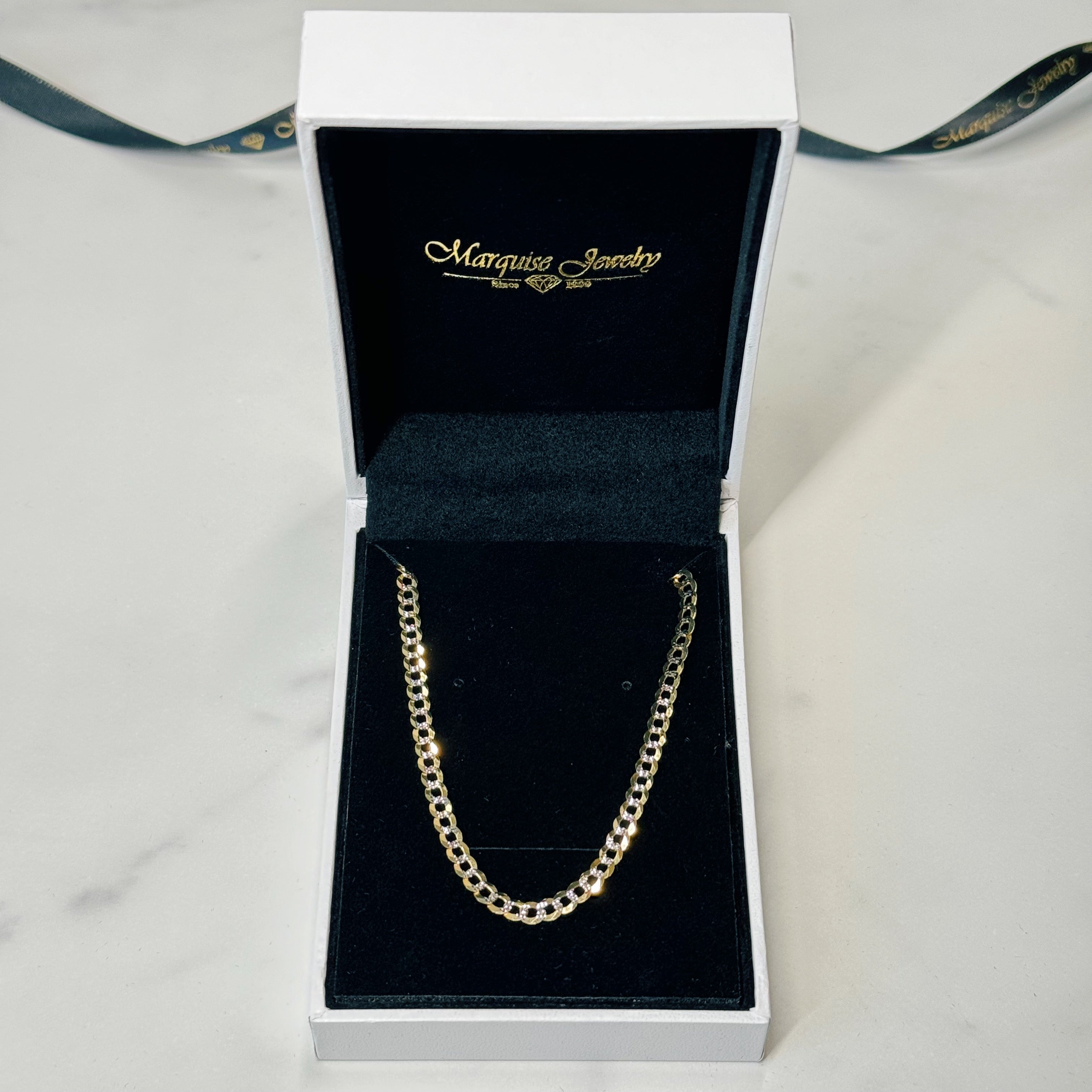 Real 14k Gold Diamond Cut Curb Bracelet - 3.5mm