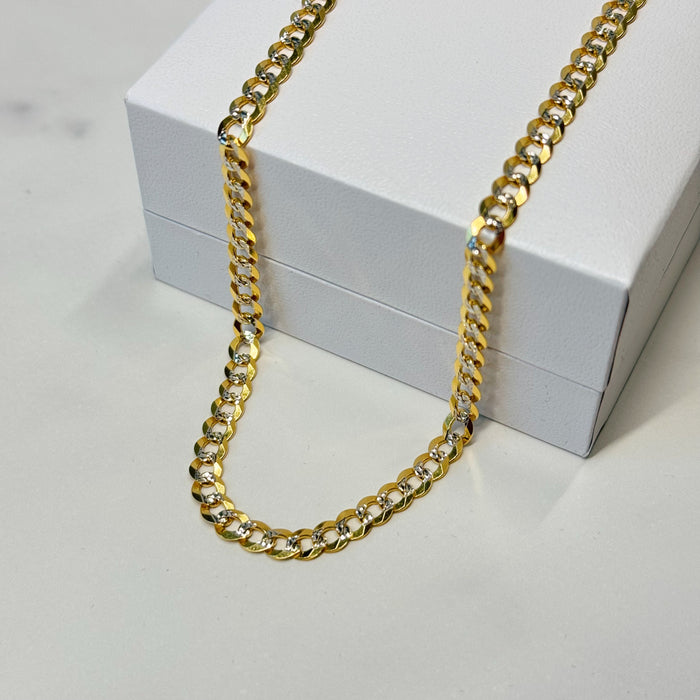 Real 14k Gold Diamond Cut Curb Chain - 4.5mm