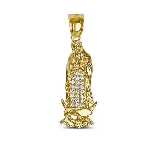 14k Gold Guadalupe Micropave Cz Pendant