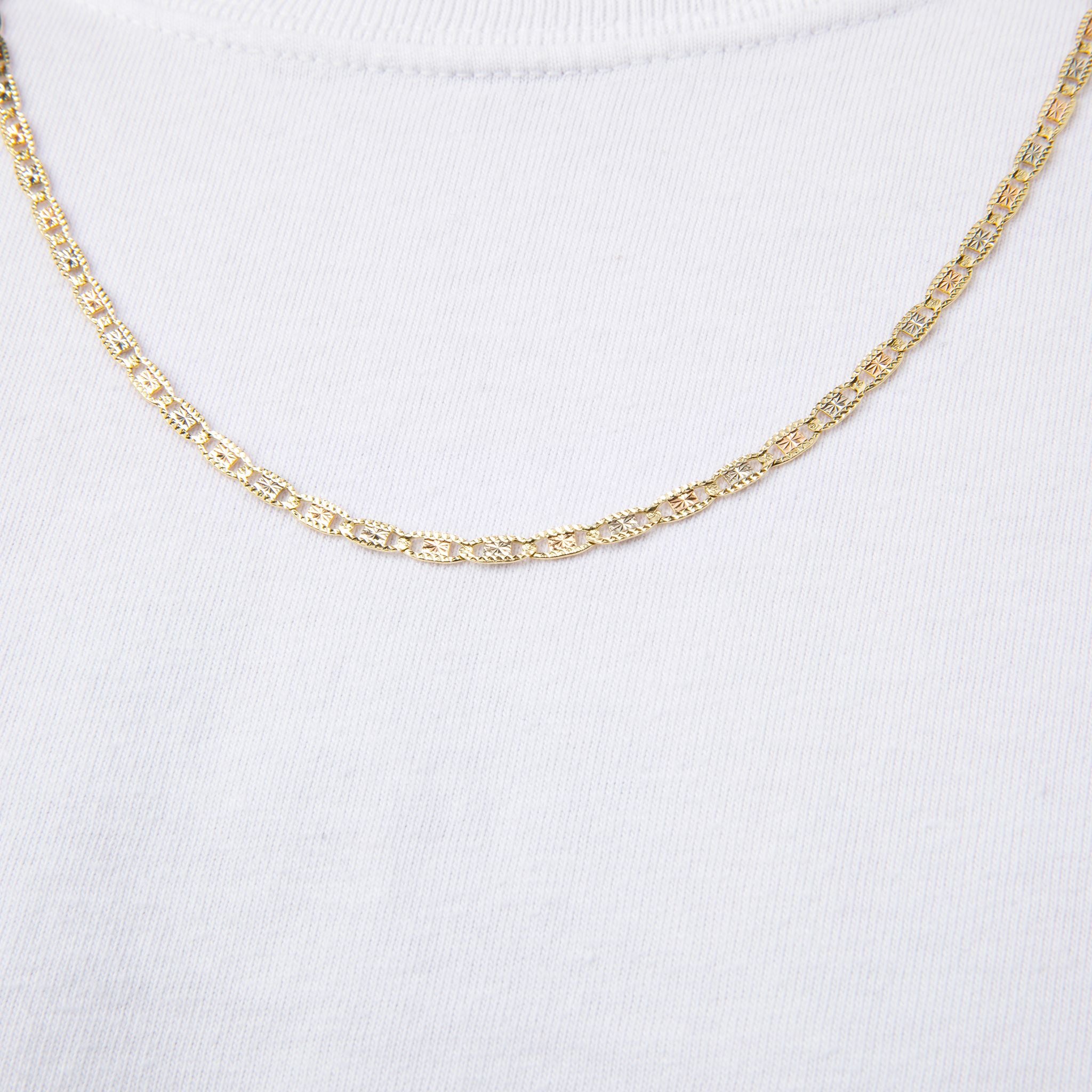 Real 14k Gold Tri-Color Valentino Chain - 3.2mm