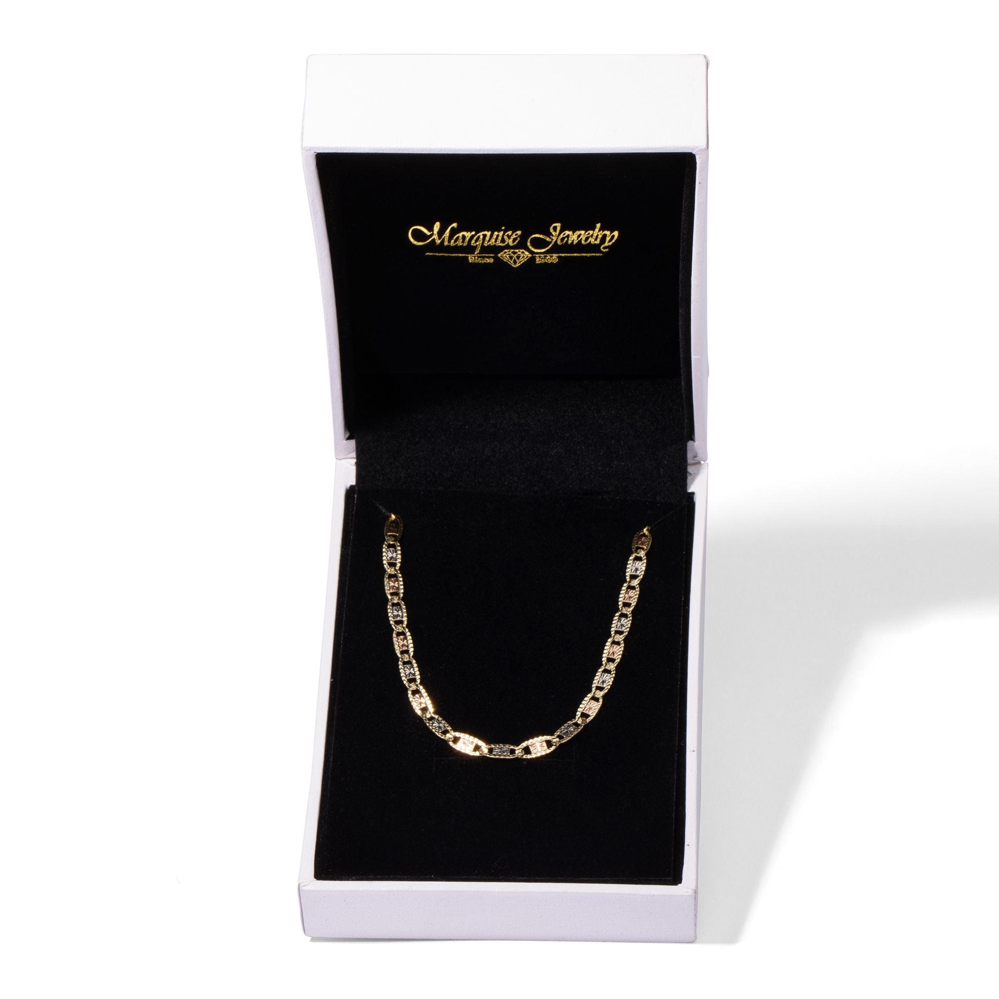 Real 14k Gold Tri-Color Valentino Chain - 3.2mm