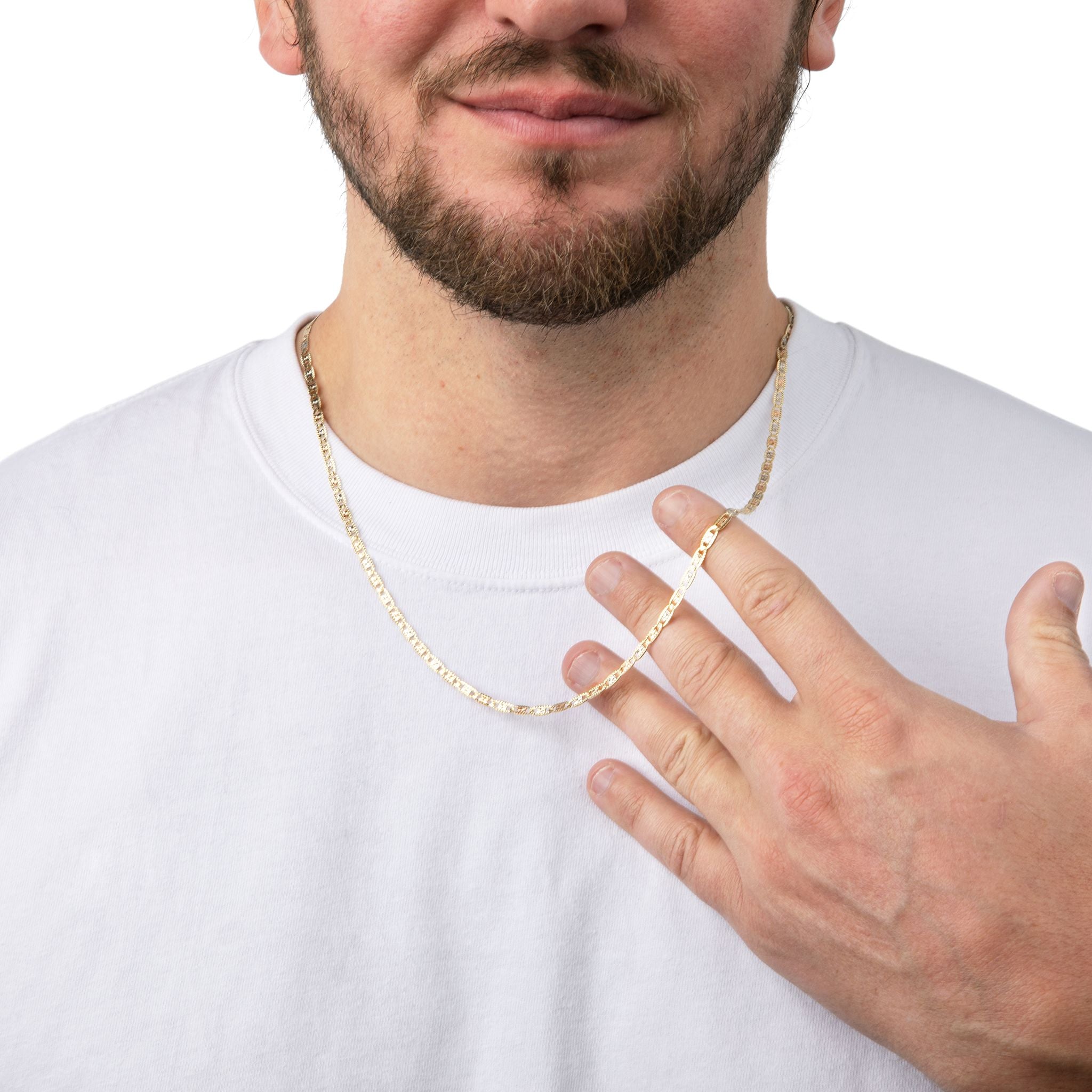 Real 14k Gold Tri-Color Valentino Chain - 3.2mm