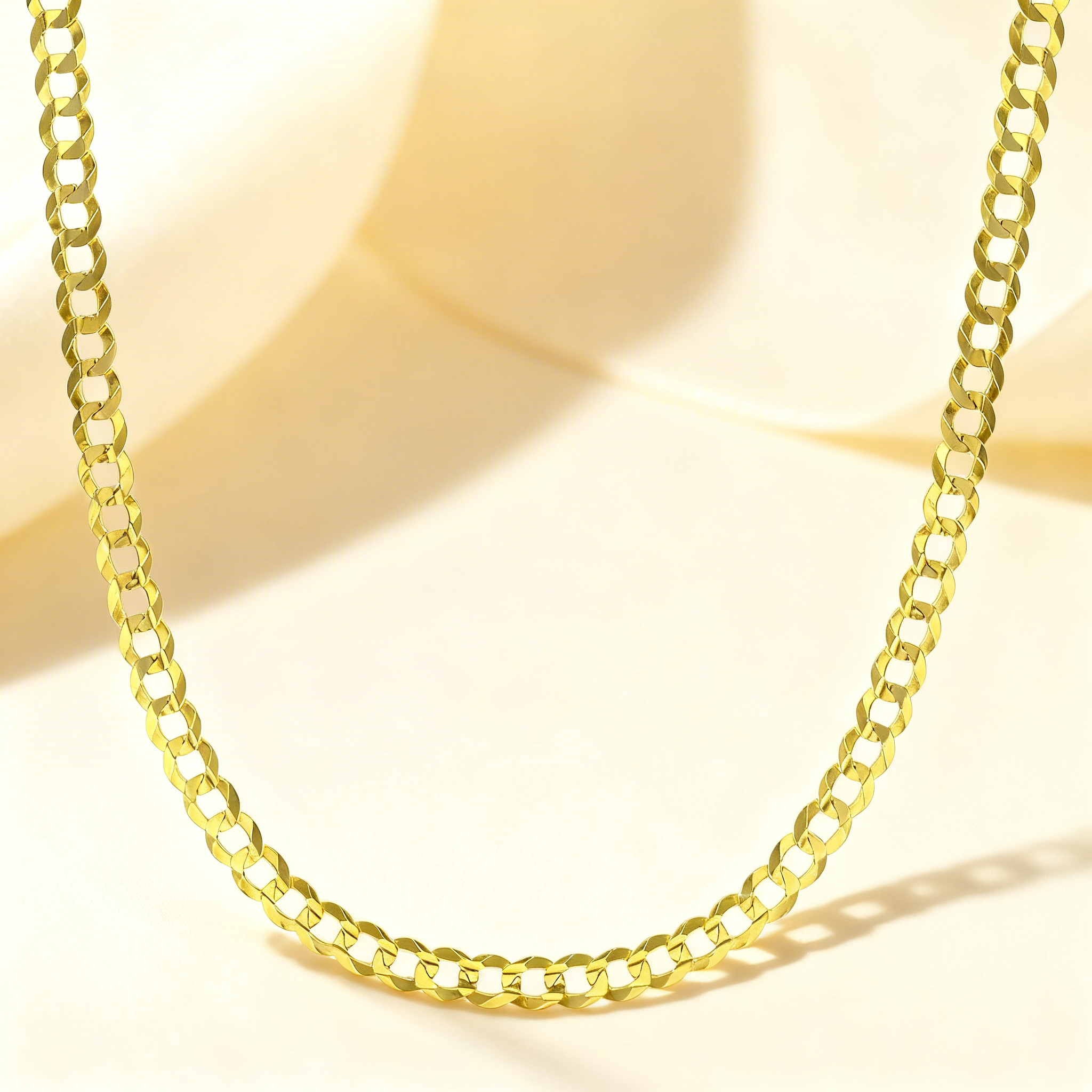 Real 14k Gold Curb Chain - 3mm