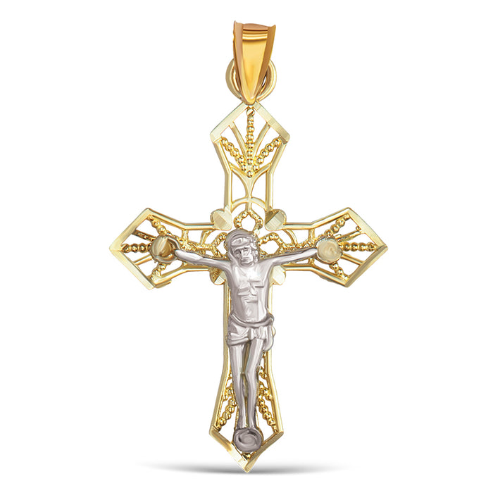 14k Two-Tone Gold Cross Pendant