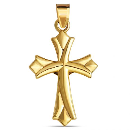14k Gold Fleur de Lis Cross Pendant