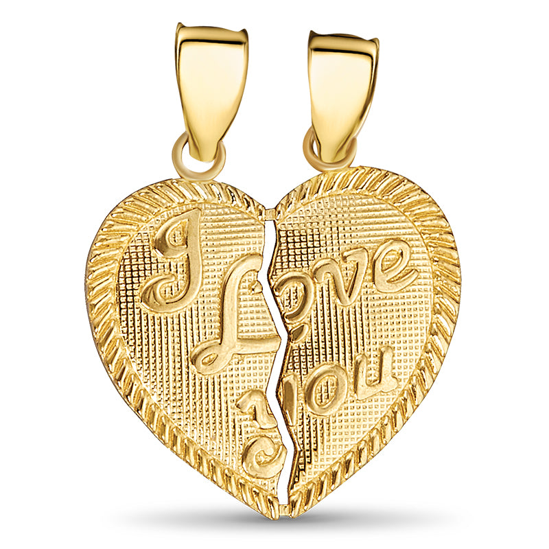 14k Gold I Love You Breakable Heart Pendant