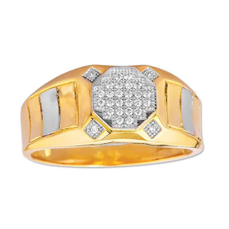 14k Gold Center Cluster Cz Ring