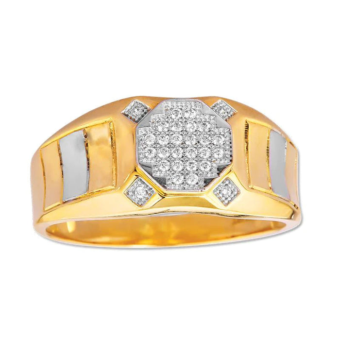 14k Gold Center Cluster Cz Ring