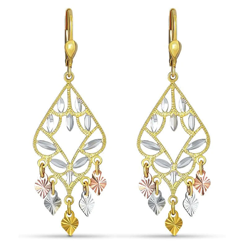 14k Gold Chandelier Dangling Earrings