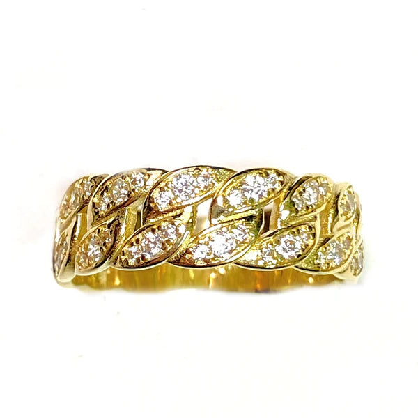 14k Gold Cuban Link Cz Ring (7mm)