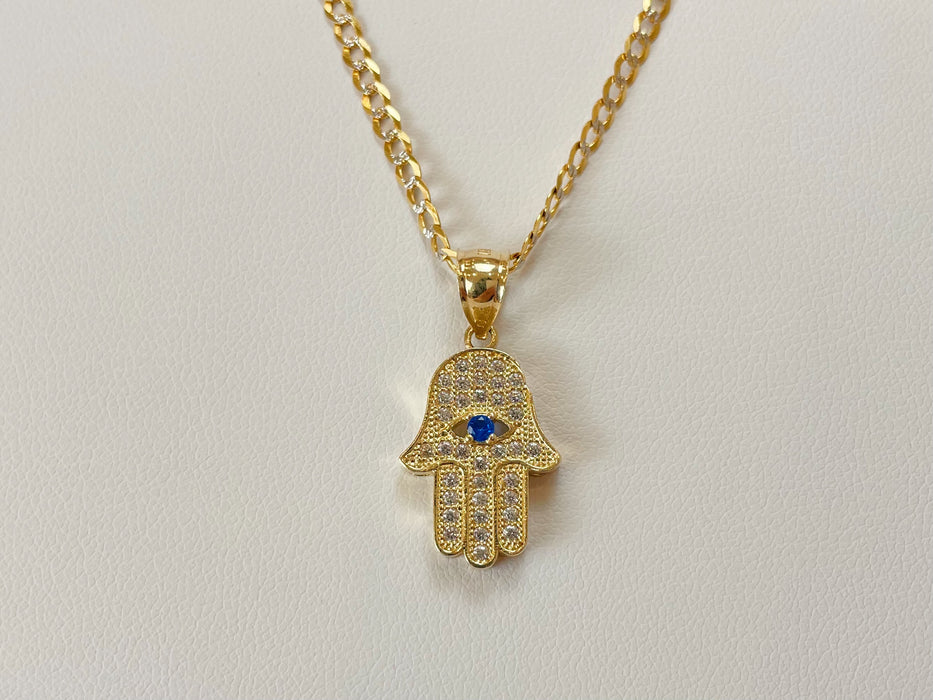 14k Gold Diamond Cut Hamsa Chain