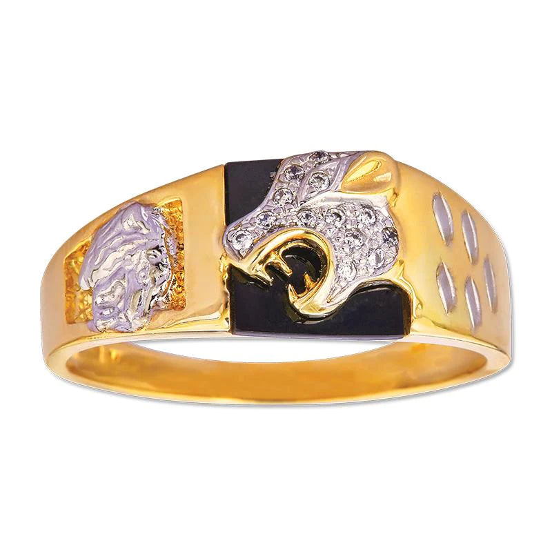 14k Gold Jaguar Onyx Ring