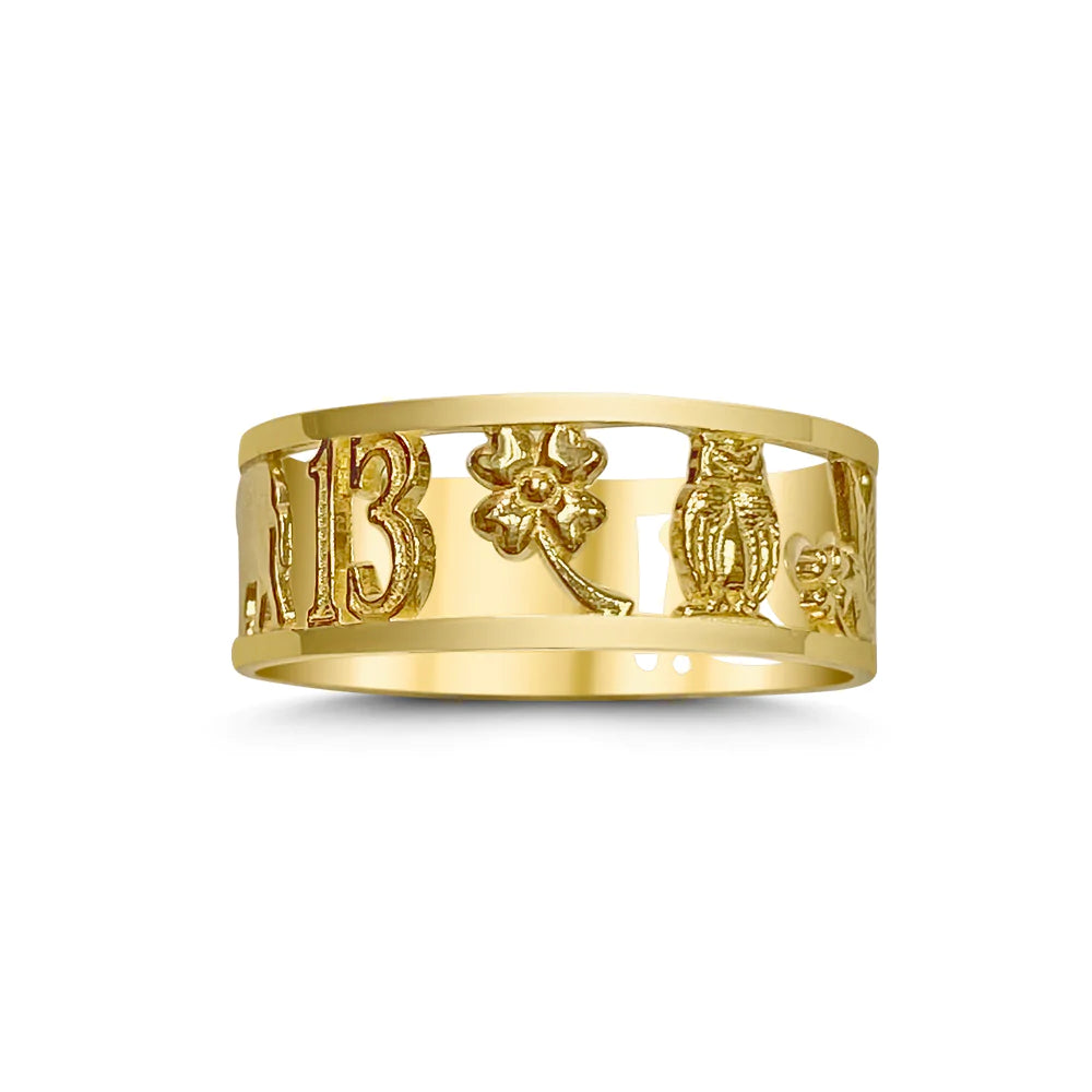 14k Gold Lucky-13 Ring