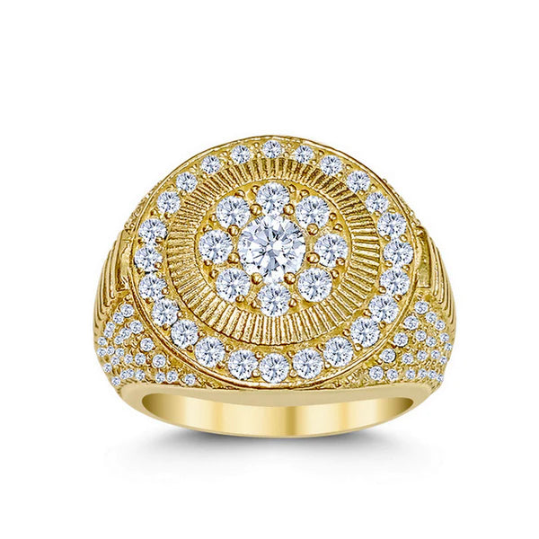 14k Gold Micropave Cz Round Ring