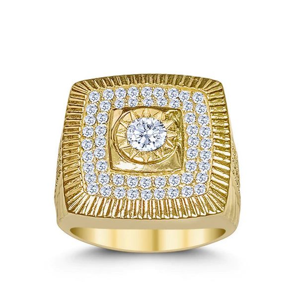 14k Gold Micropave Cz Square Ring