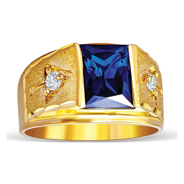 14k Gold Navy Blue Square Cz Ring