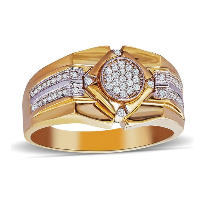 14k Gold Round Center Cz Ring