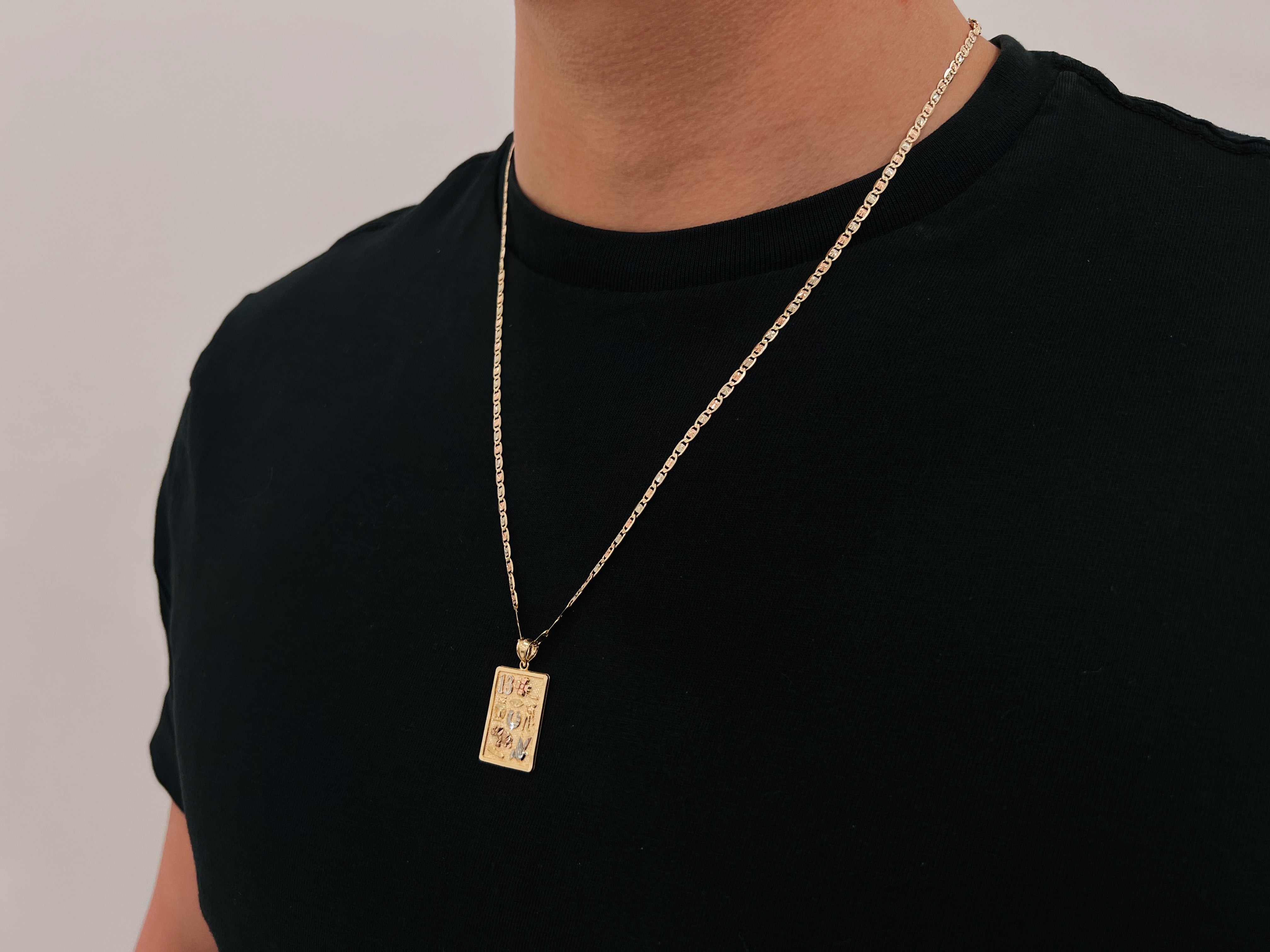 14k Gold Tri-Color Gold Lucky Charm Chain