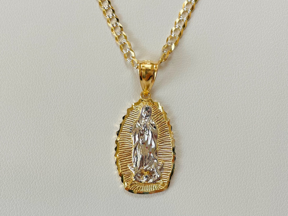 14k Gold Diamond Cut Two-Tone Gold Guadalupe Necklace