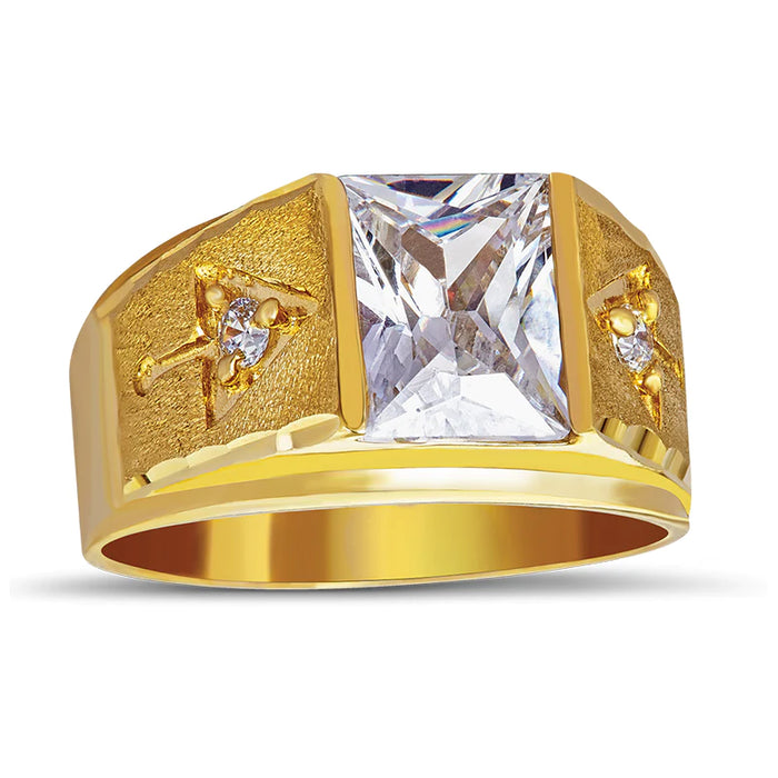 14k Gold White Square Cz Ring