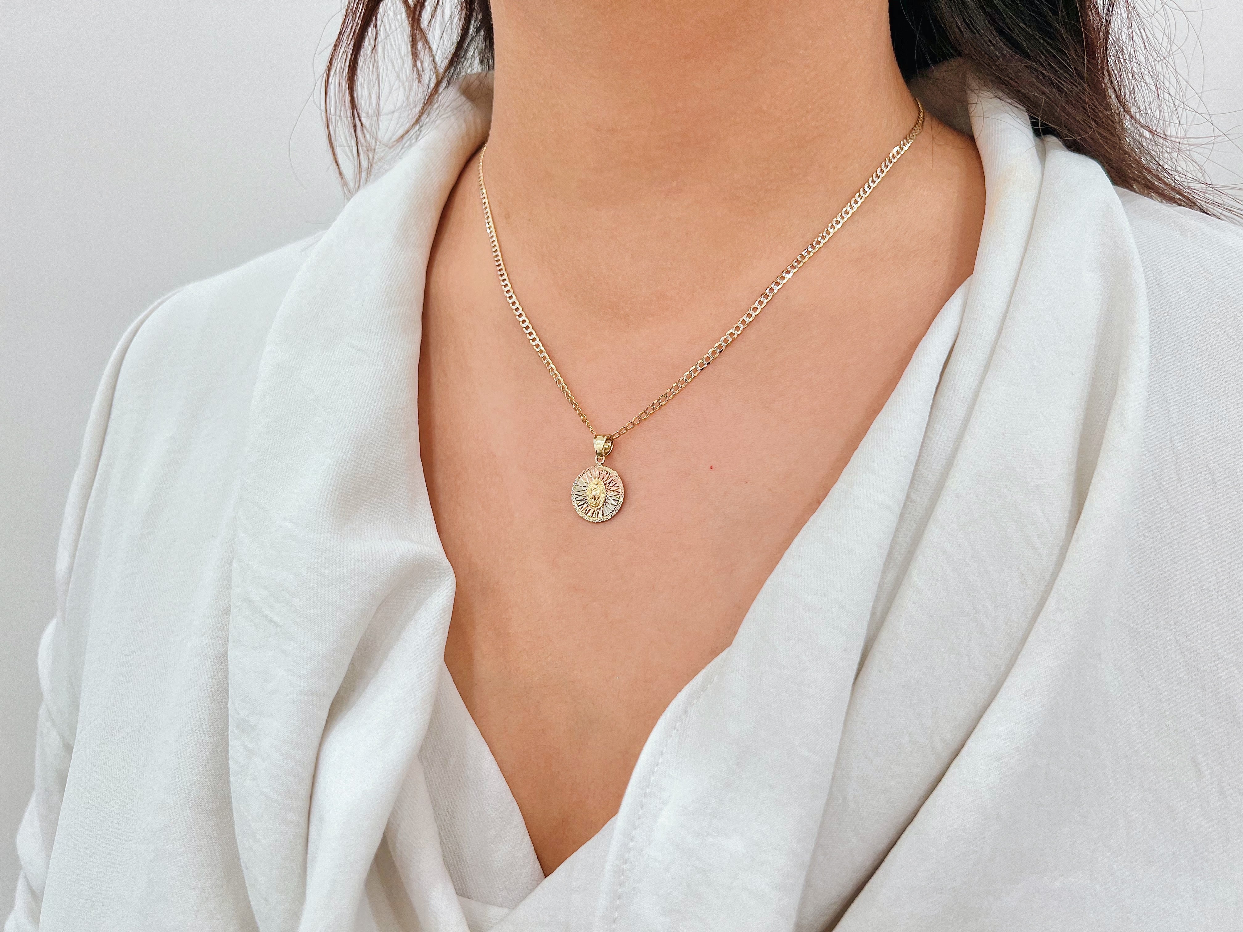 14k Gold Diamond Cut Tri-Color Guadalupe Necklace