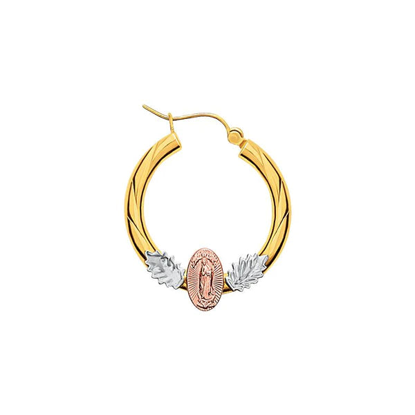 14k Gold Tri-Color Guadalupe Hoop Earrings