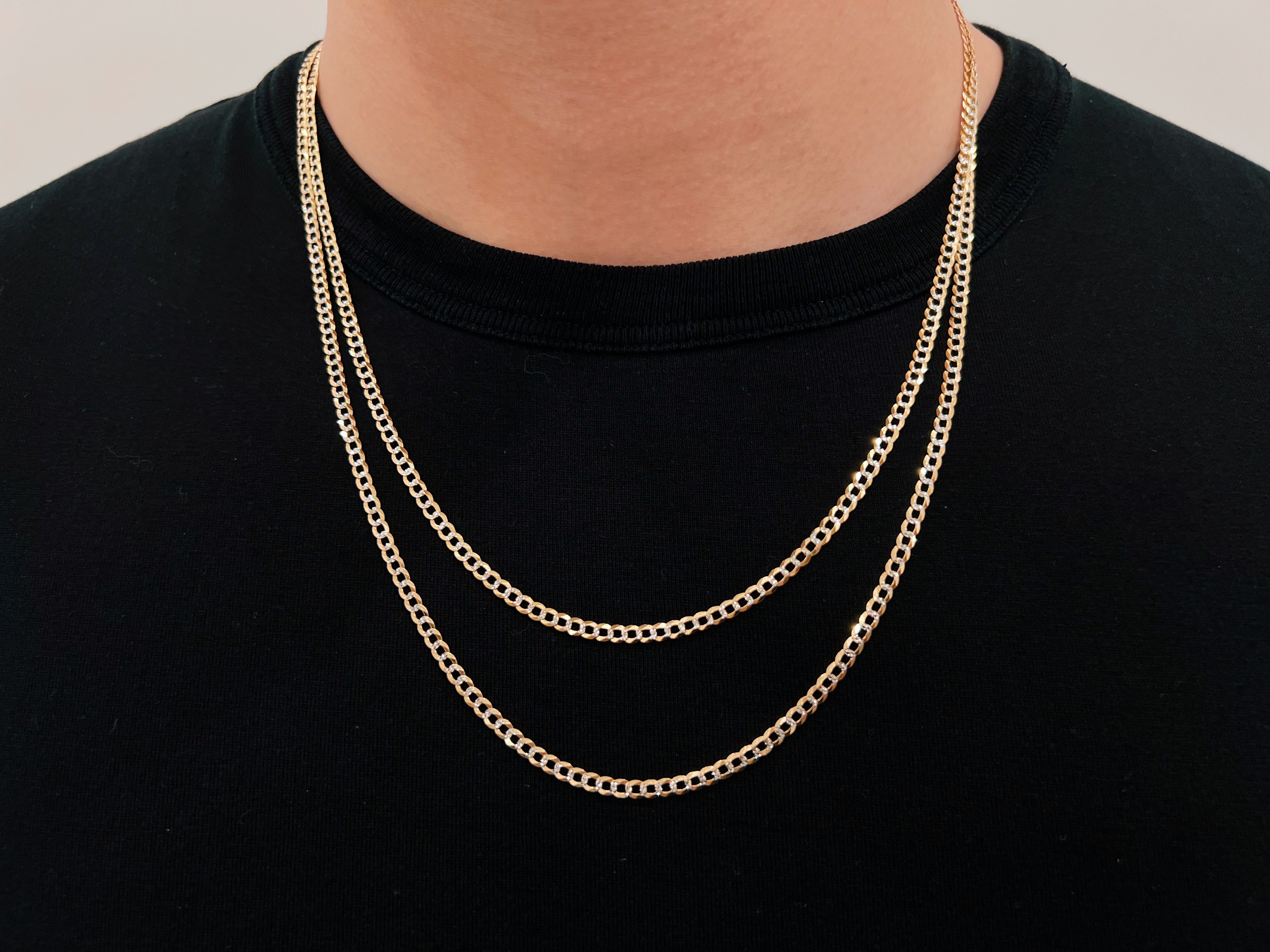 Real 14k Gold Diamond Cut Curb Chain - 3mm