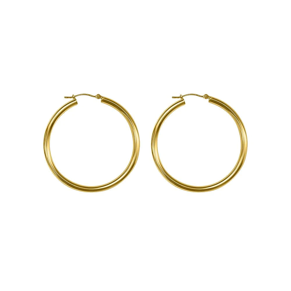 14k Gold Classic Hoop Earrings - 3mm