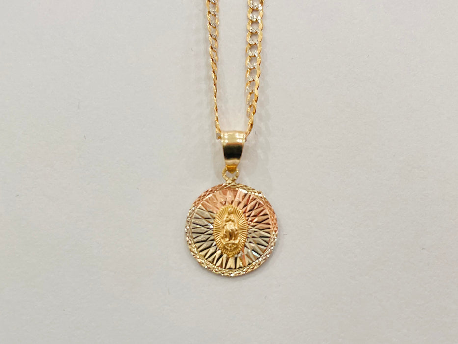 14k Gold Diamond Cut Tri-Color Guadalupe Necklace
