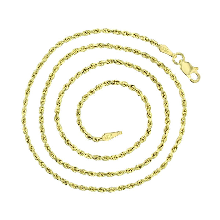 Real 14k Gold Rope Chain 1.5mm (Diamond Cut)