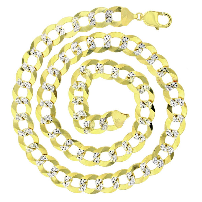 Real 14k Gold Diamond Cut Curb Chain - 11.5mm