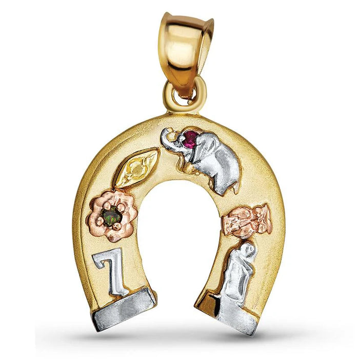 14k Gold Lucky 7 Horse Shoe Pendant