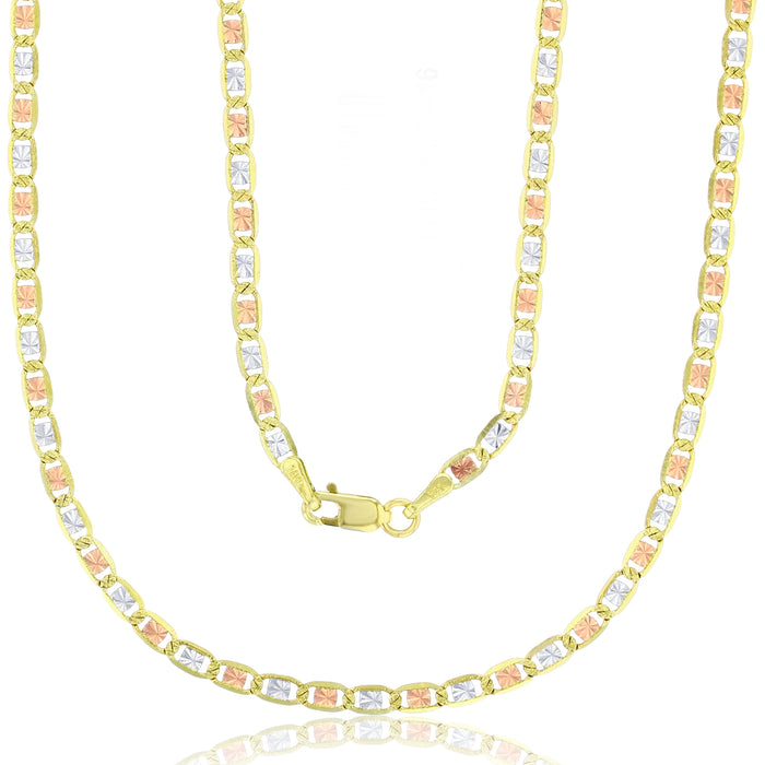 Real 14k Gold Tri-Color Valentino Chain - 2.4mm