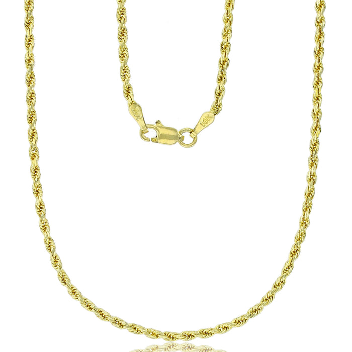 Real 14k Gold Rope Chain 2mm (Diamond Cut)