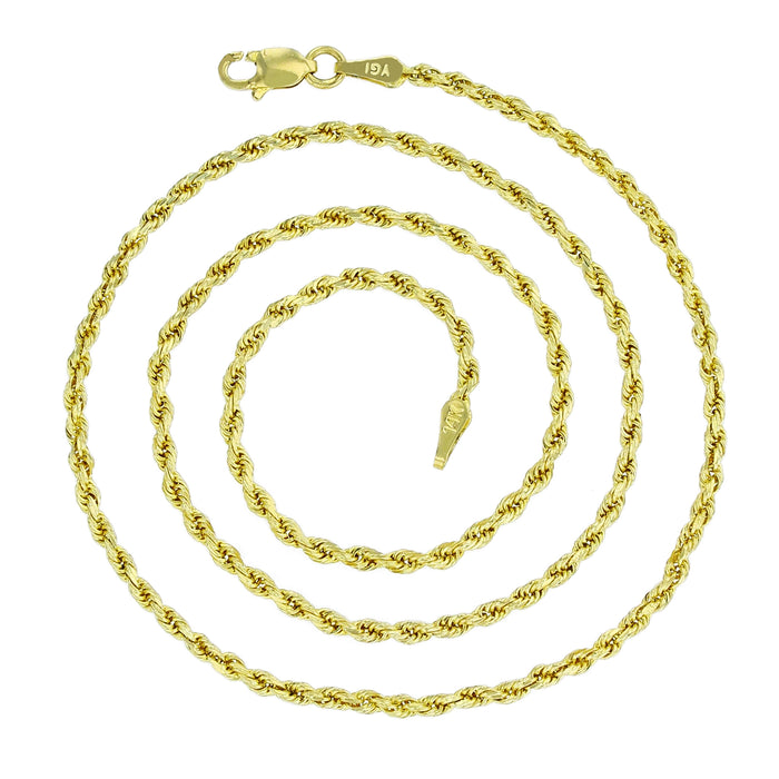 Real 14k Gold Rope Chain 2mm (Diamond Cut)