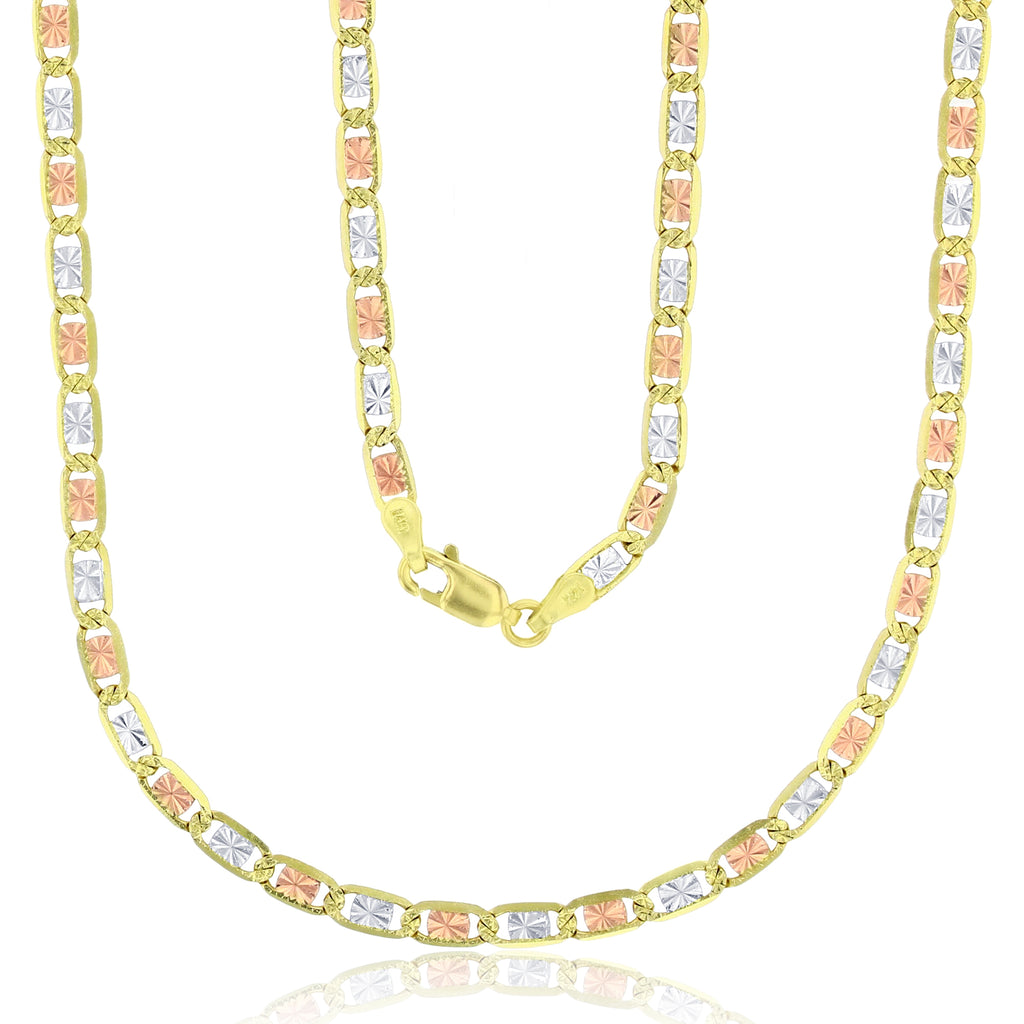 14k solid tricolor gold valentino chain offers - 16 Inches