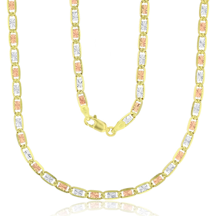 Real 14k Gold Tri-Color Valentino Chain - 3.2mm