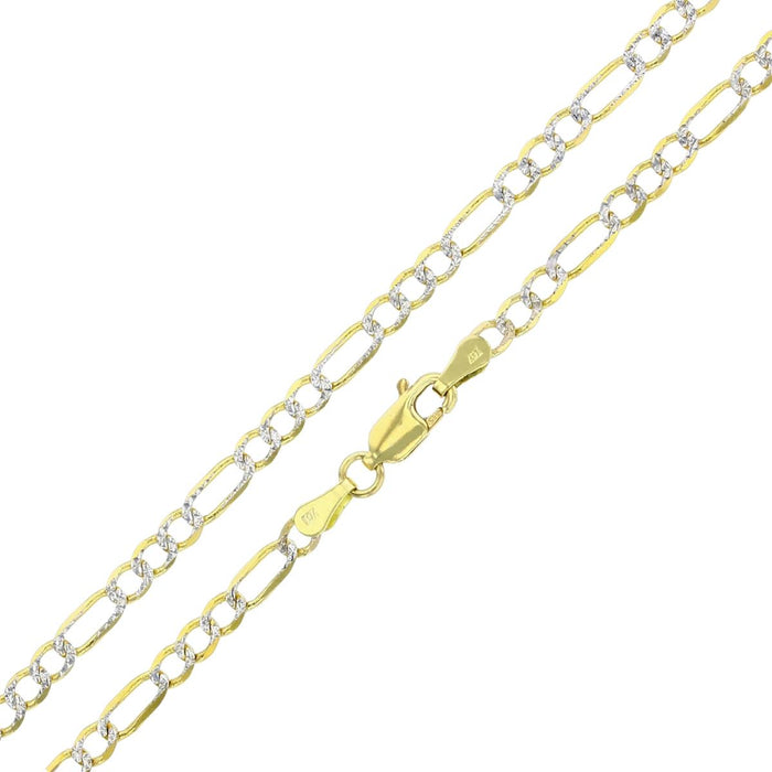 Real 14k Gold Diamond Cut Figaro Bracelet - 3mm