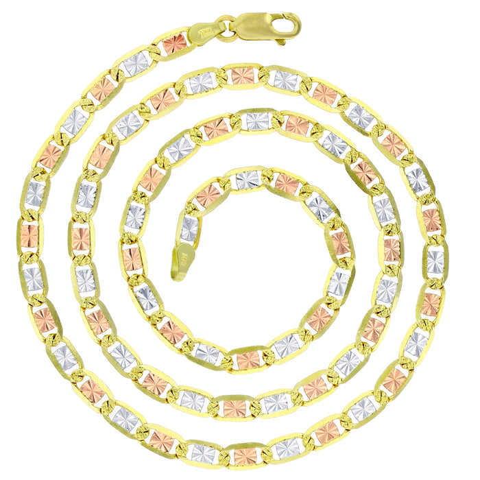 Real 14k Gold Tri-Color Valentino Chain - 4.5mm